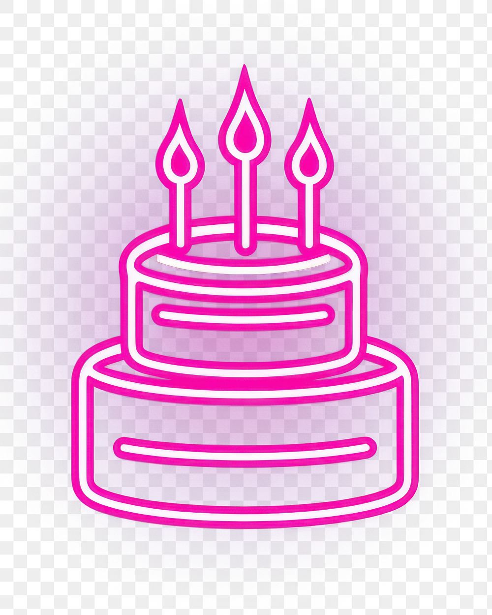 PNG  Birthday cake icon neon purple light. AI generated Image by rawpixel.