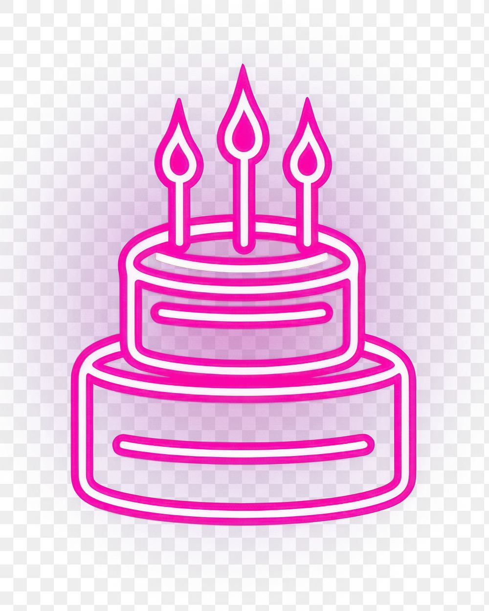 PNG Birthday cake icon neon purple light. 