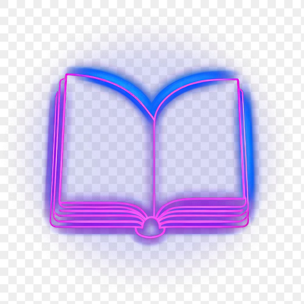 PNG  Book icon neon light night. AI generated Image by rawpixel.