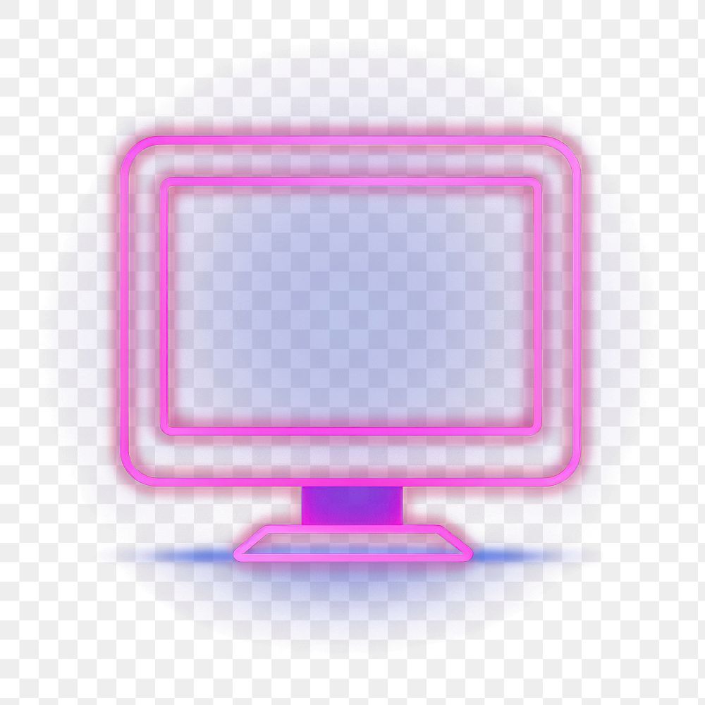 PNG  Computure icon neon screen light. AI generated Image by rawpixel.
