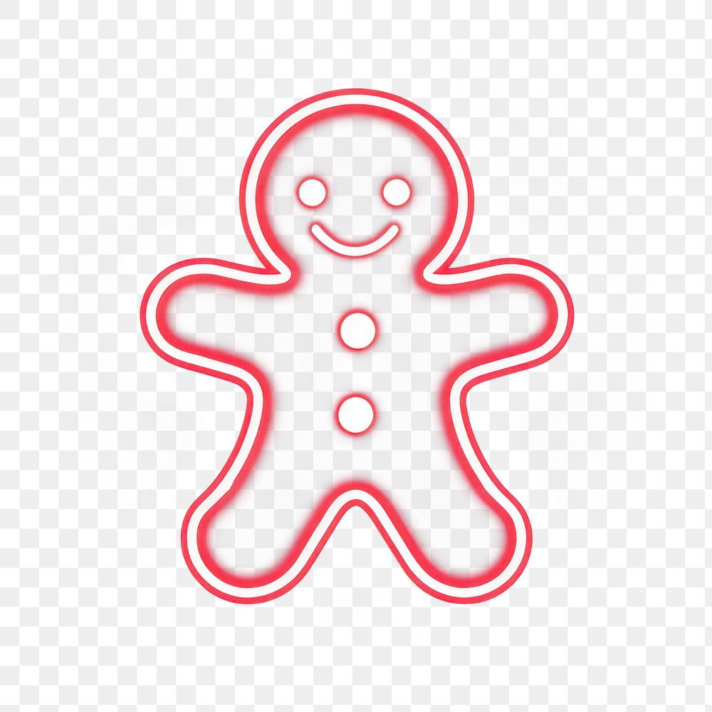 PNG  Gingerbread man icon line neon red. AI generated Image by rawpixel.
