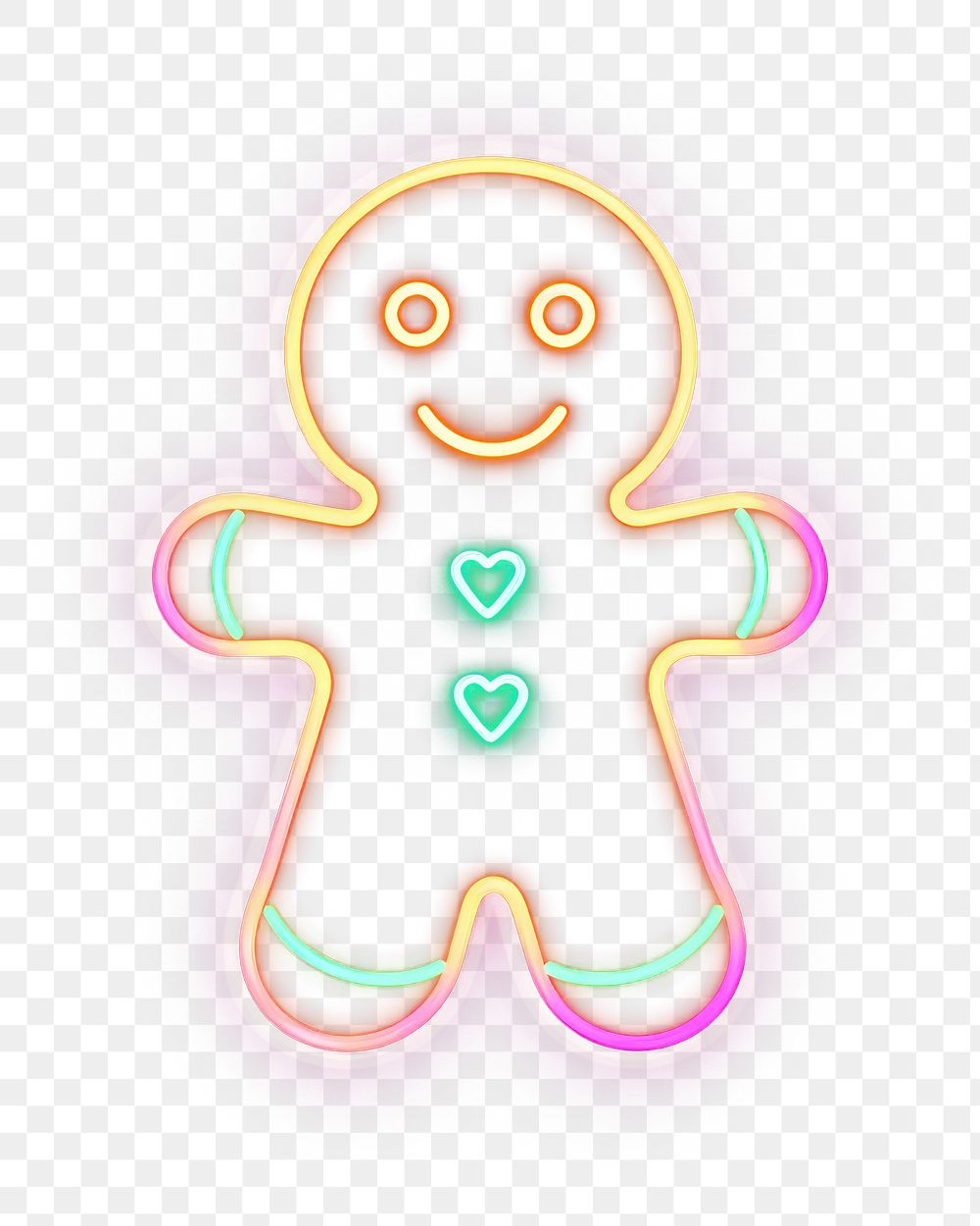 PNG  Gingerbread man icon neon light night. AI generated Image by rawpixel.