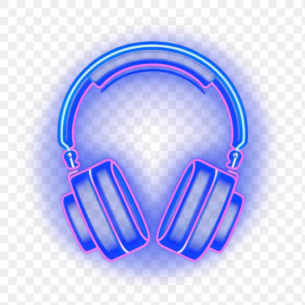 PNG Headphones icon light neon line. 