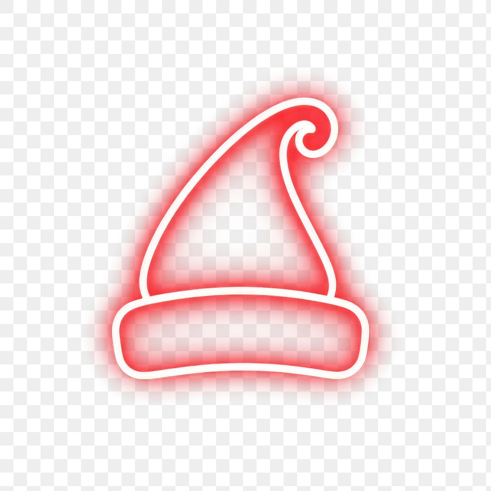 PNG  Santa hat icon neon lighting night. AI generated Image by rawpixel.