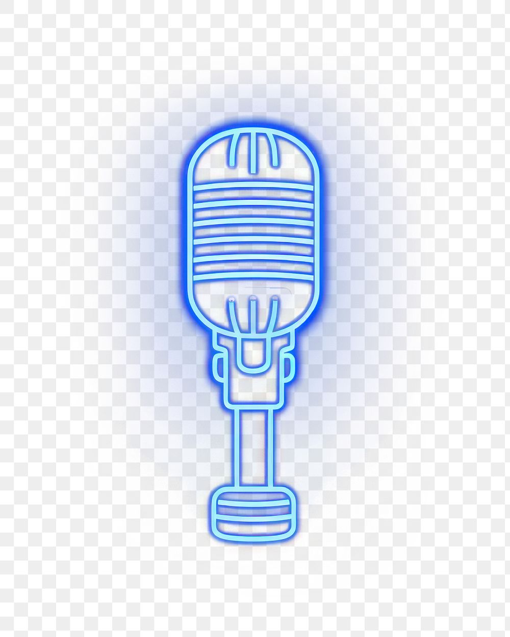 PNG  Vintage microphone icon lighting line blue. 