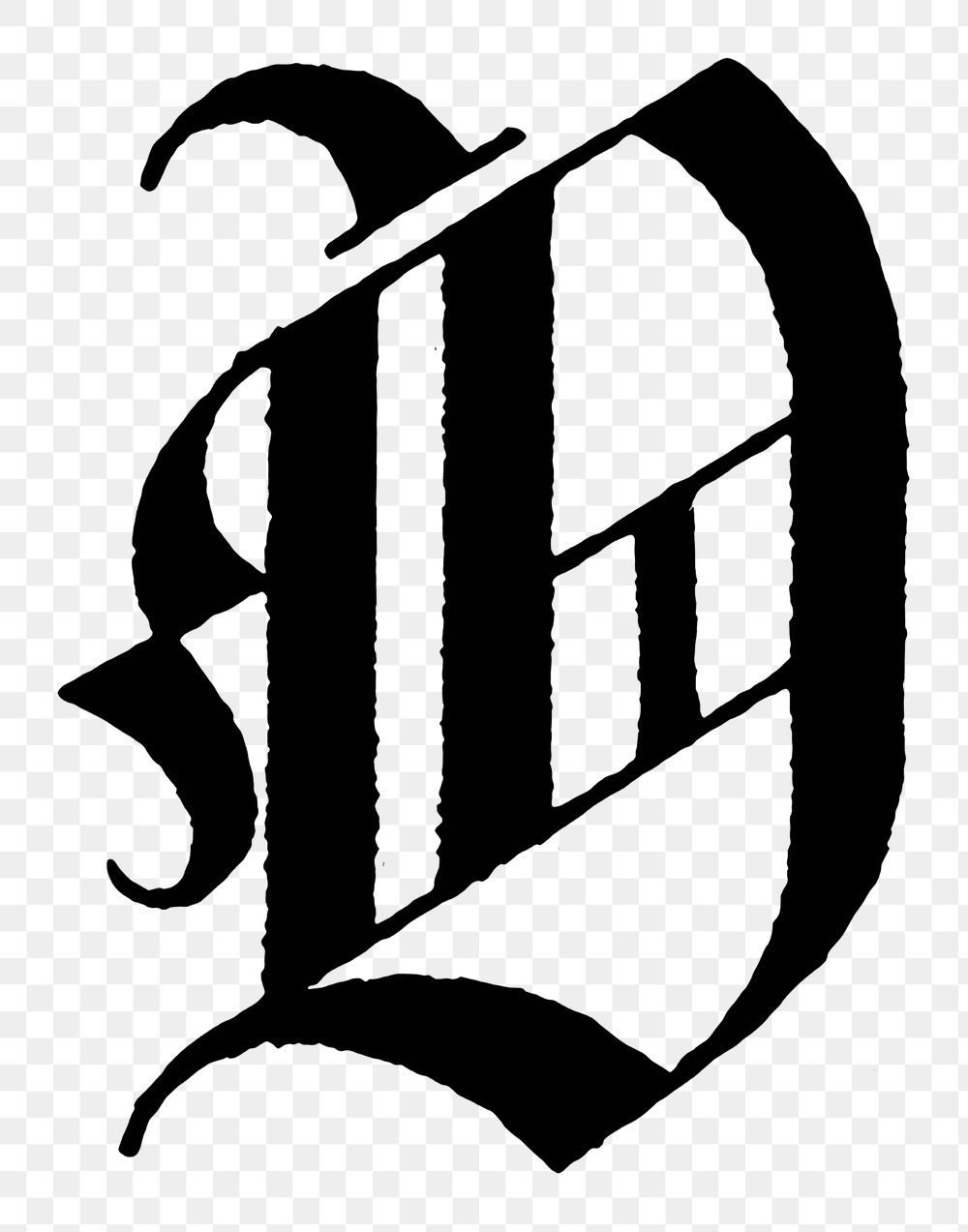 O letter PNG, German gothic font, transparent background
