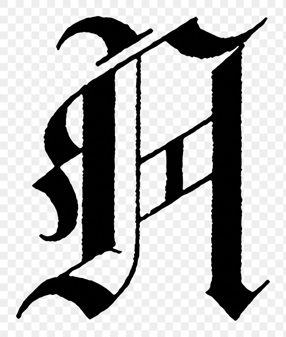 N letter PNG, German gothic font, transparent background