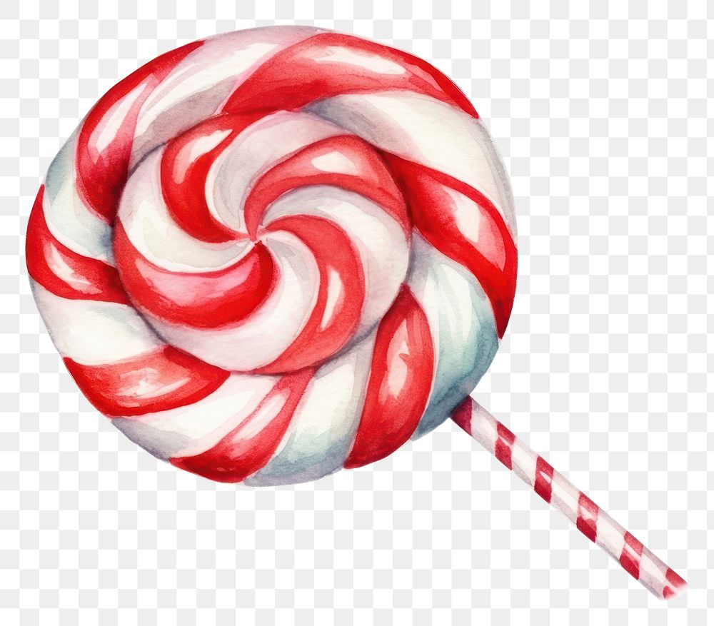 PNG Christmas lollipop candy, watercolor element, transparent background