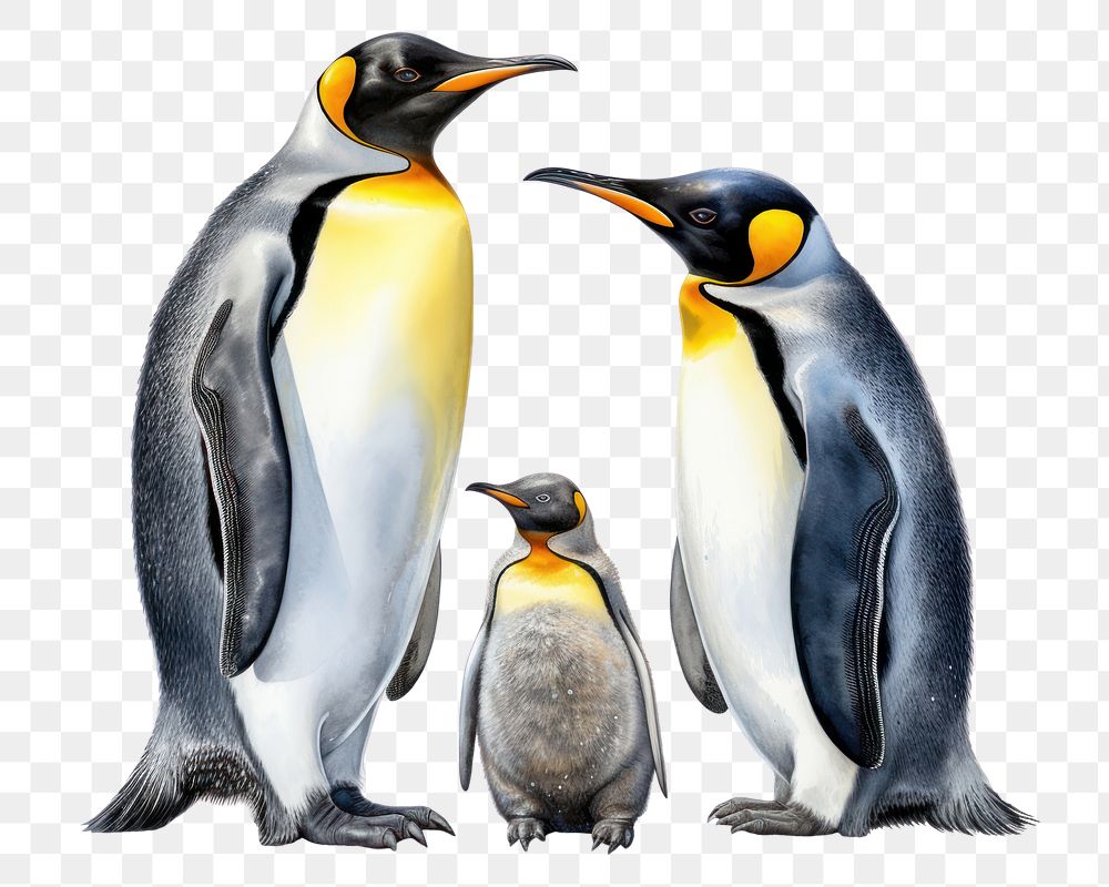 PNG Penguin animal bird king penguin, digital paint illustration.