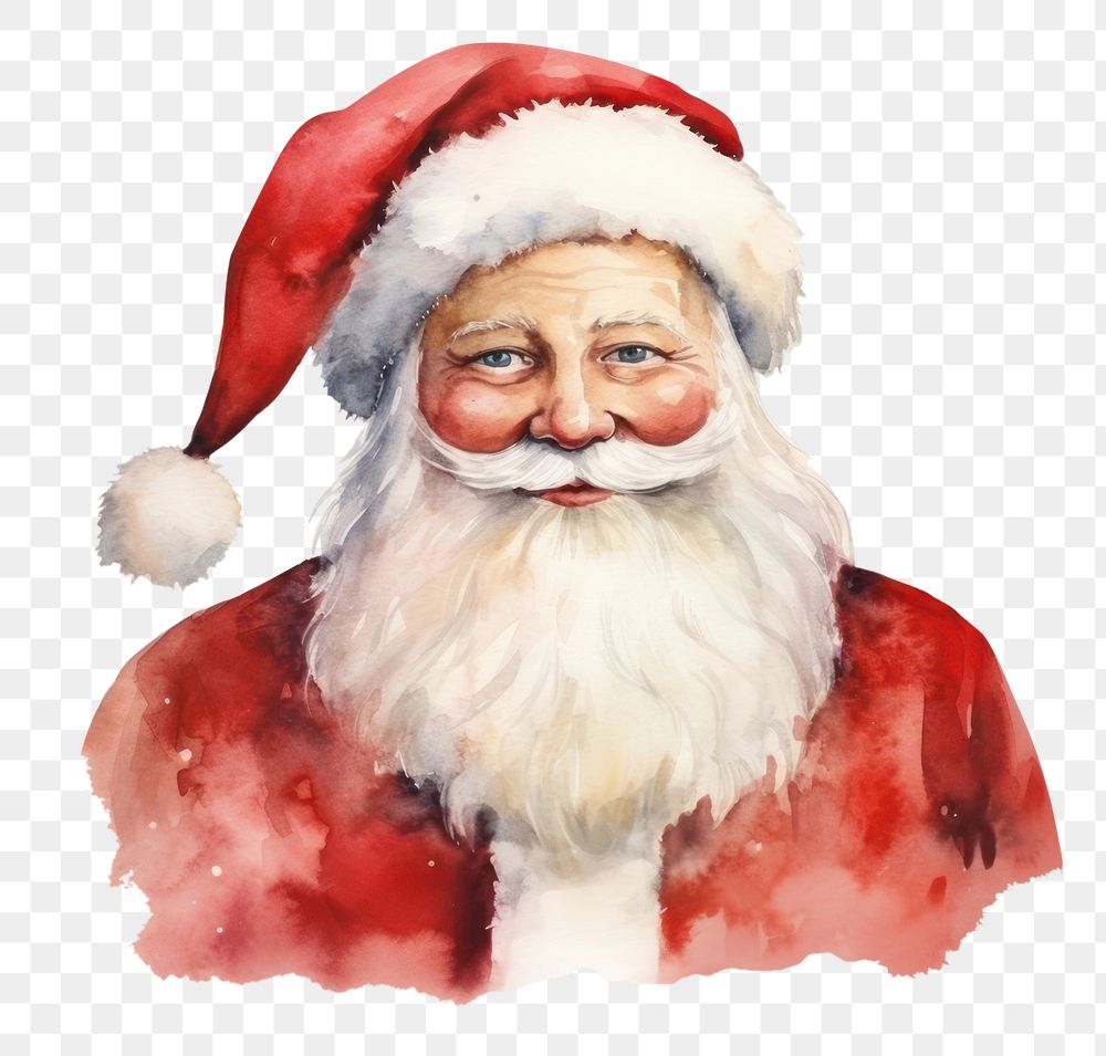 PNG Santa Claus, watercolor element, transparent background