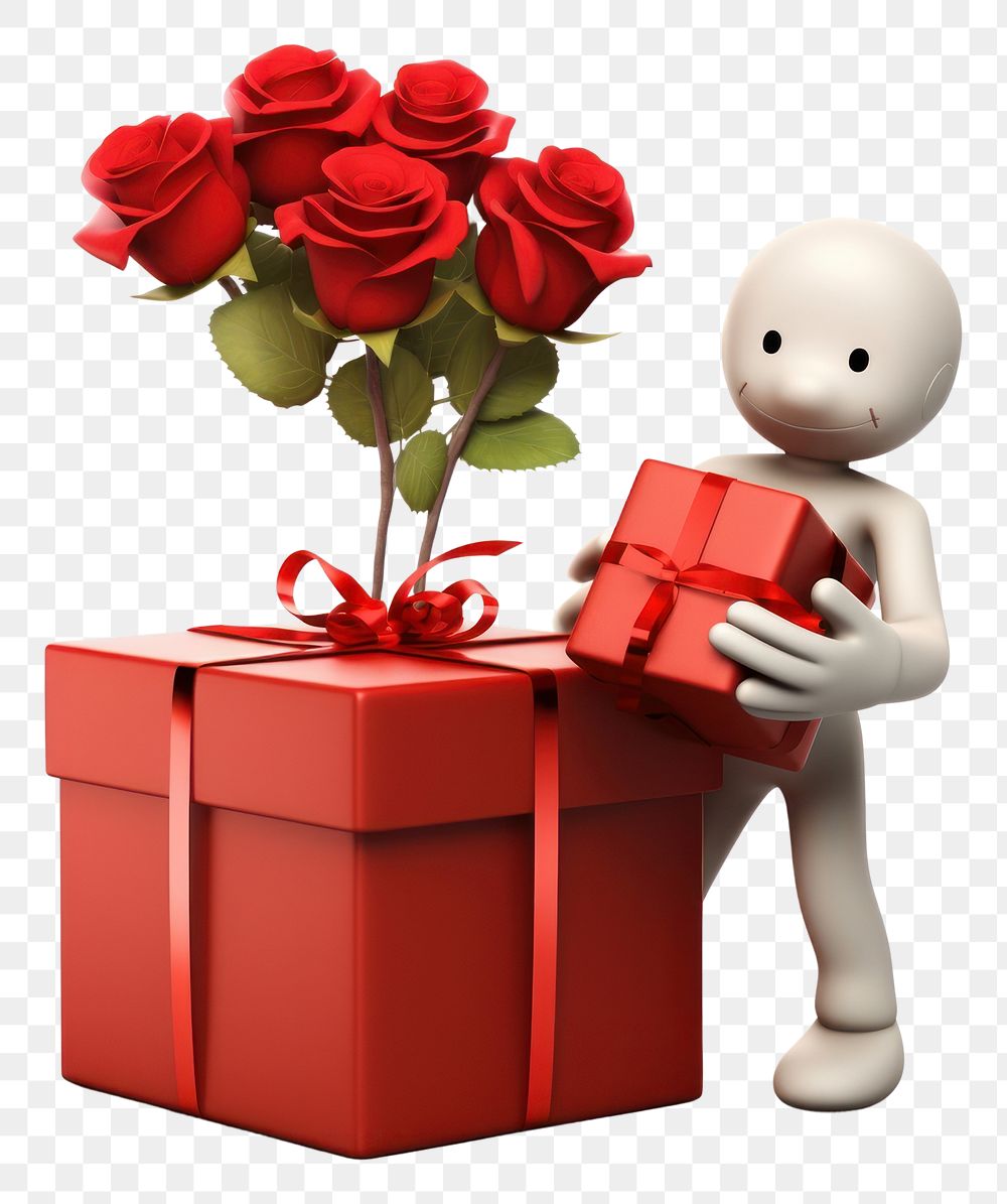 PNG Present box rose flower person. AI generated Image by rawpixel.