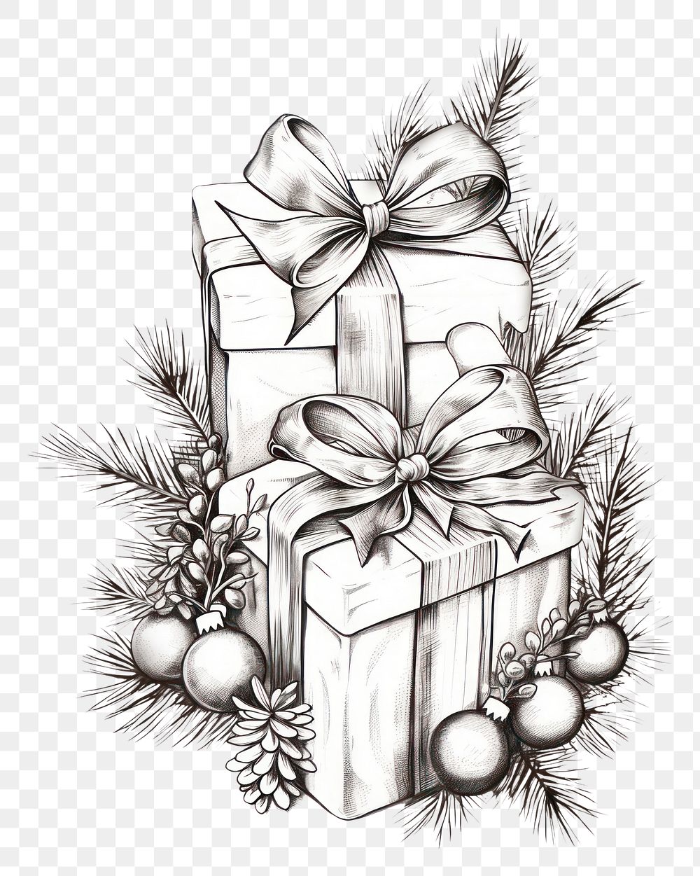 PNG Christmas drawing sketch gift. AI generated Image by rawpixel.