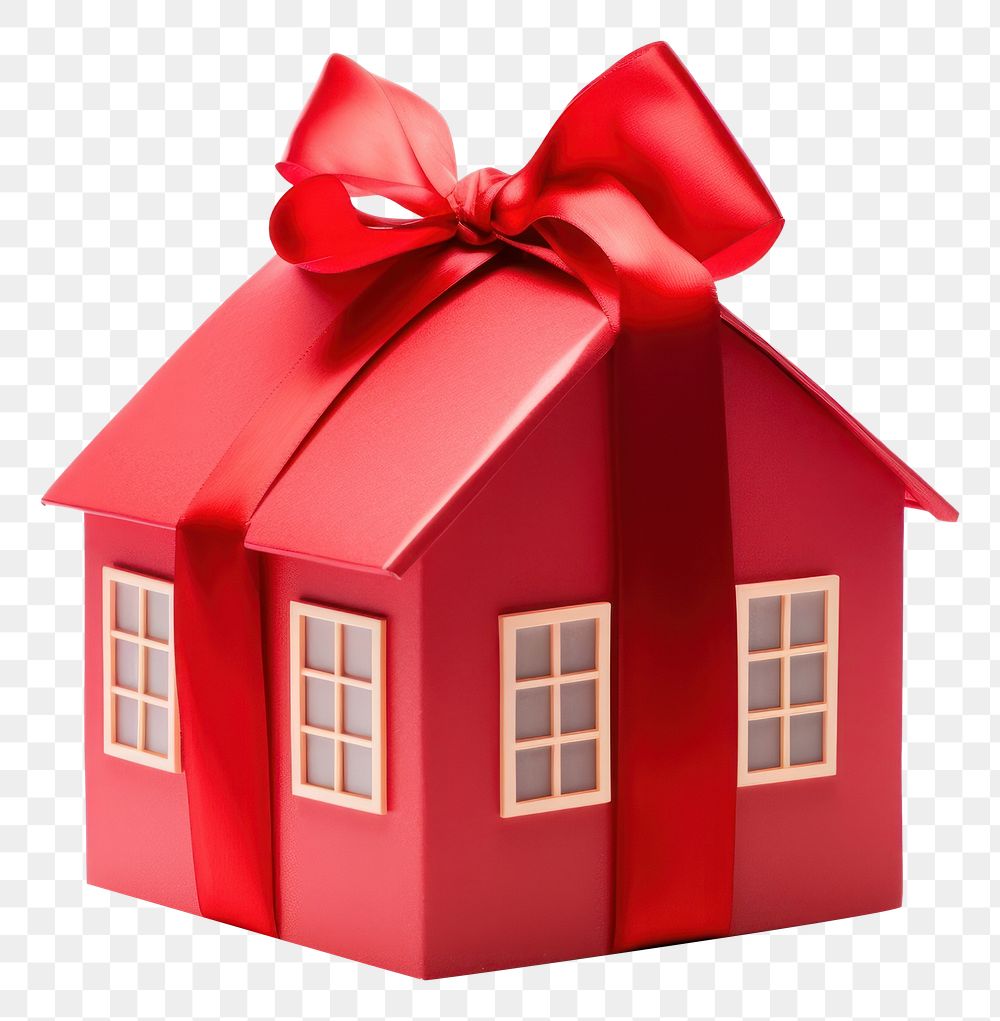 PNG Red gift paper house white background architecture. AI generated Image by rawpixel.