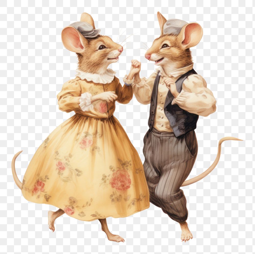 PNG A mouse couple dancing animal mammal white background. AI generated Image by rawpixel.