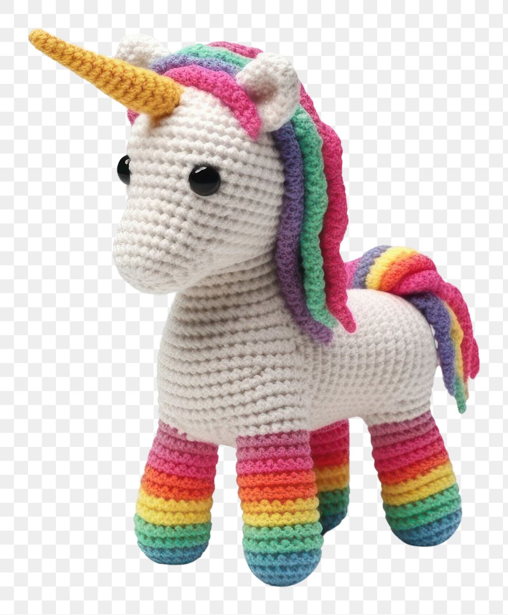 PNG Cartoon unicorn crochet mammal animal. AI generated Image by rawpixel.