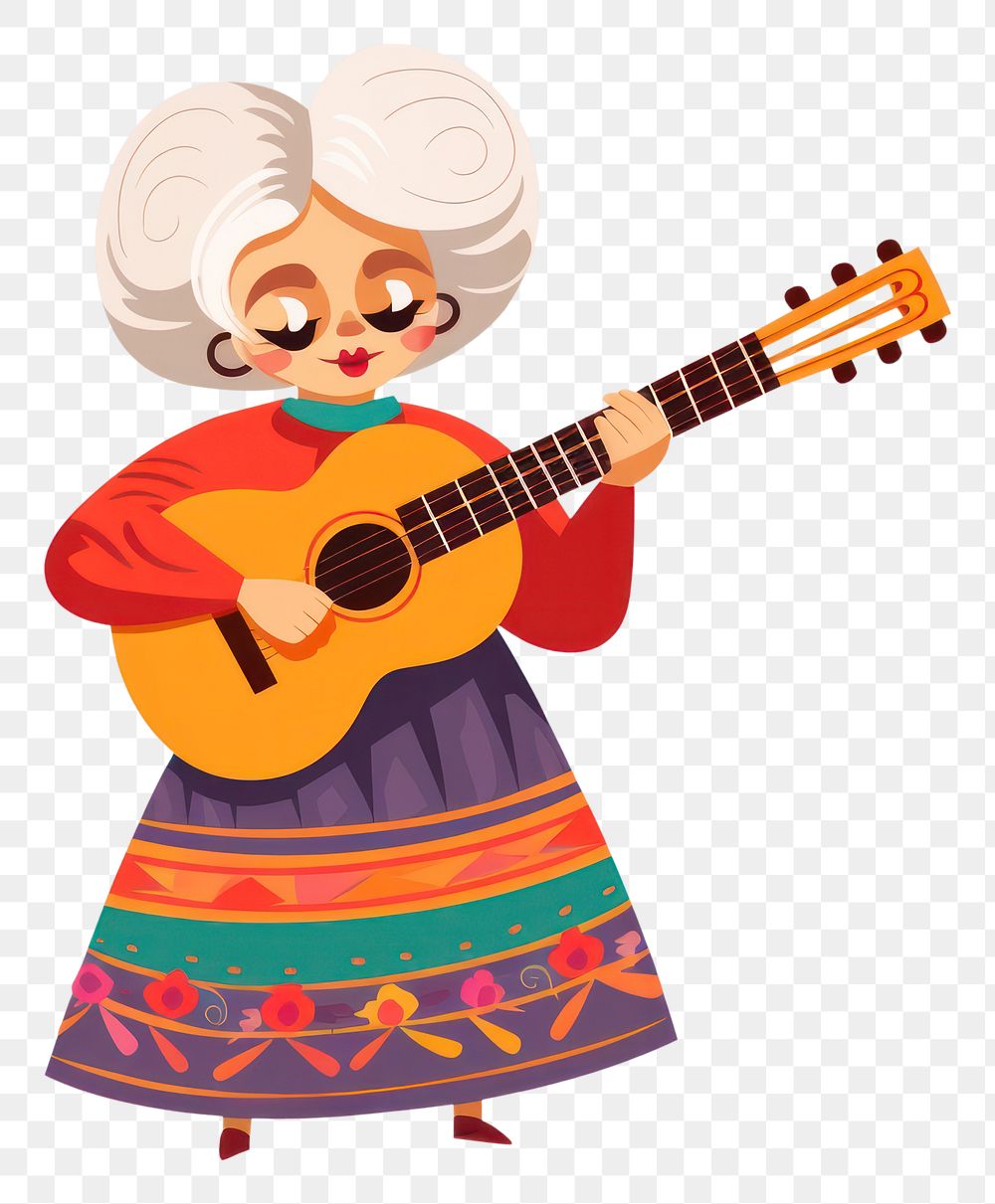 PNG Old woman musician guitar performance. AI generated Image by rawpixel.