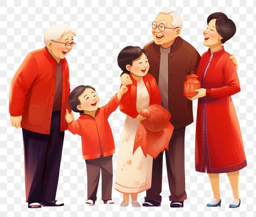 PNG Family cute illustration greeting. 