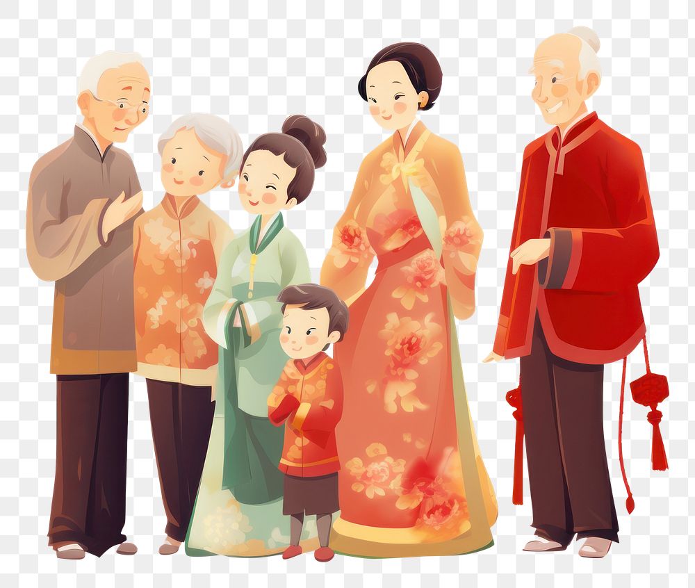 PNG Family cute illustration greeting. AI generated Image by rawpixel.