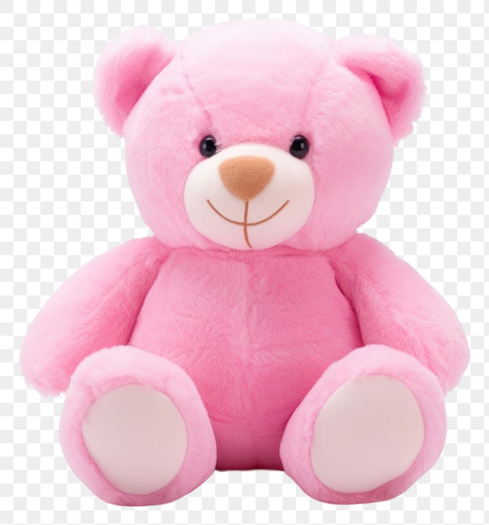 PNG Teddy bear toy plush pink white background. AI generated Image by rawpixel.