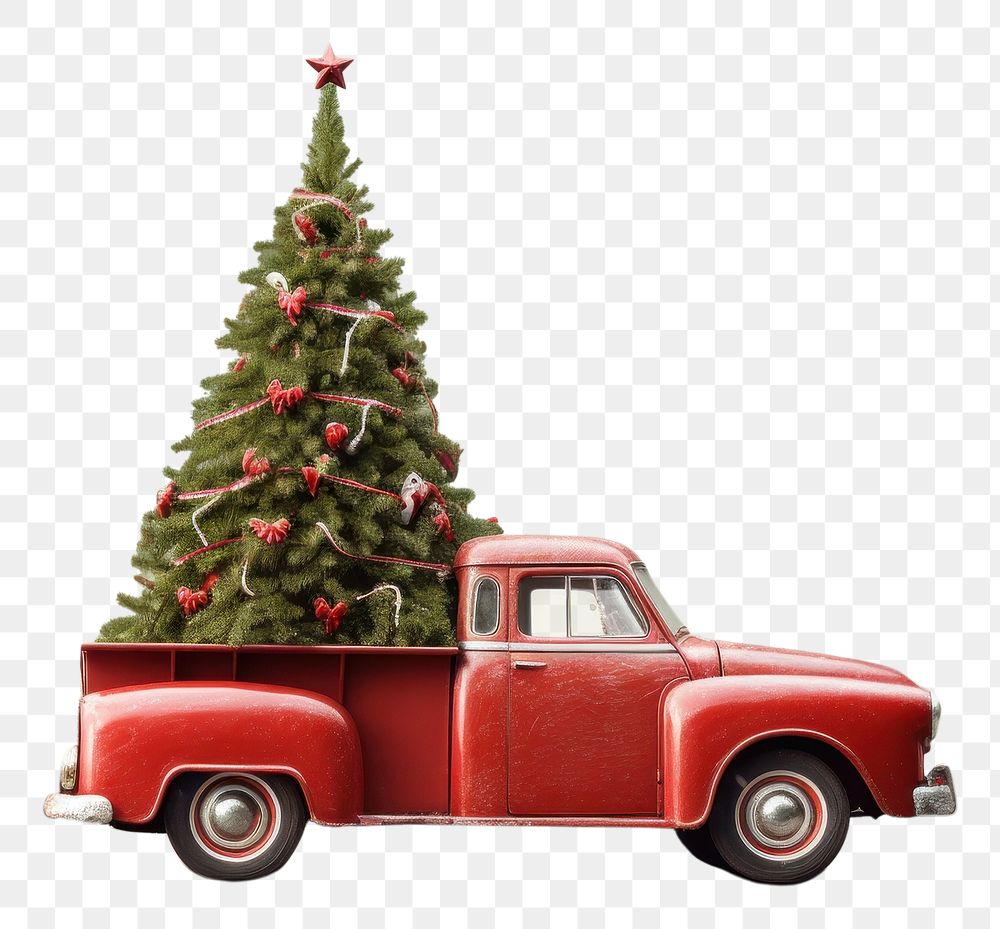 PNG Christmas tree truck, transparent background