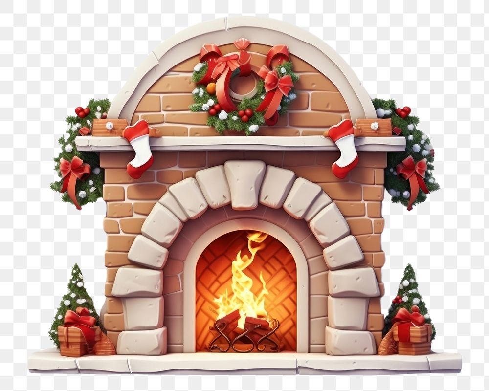PNG Fireplace christmas hearth white background. 