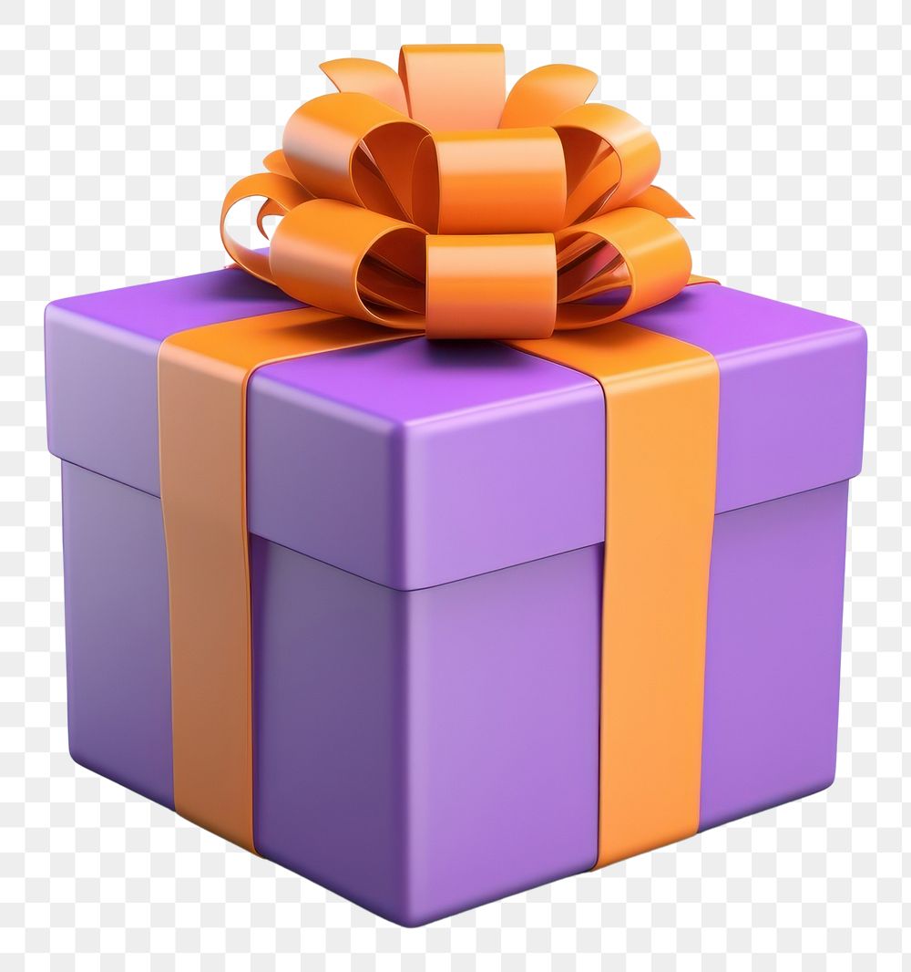PNG  A present gift purple box white background. 