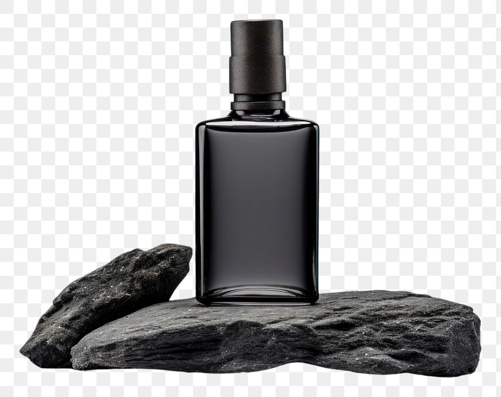 PNG  Perfume bottle rock black. AI generated Image by rawpixel.
