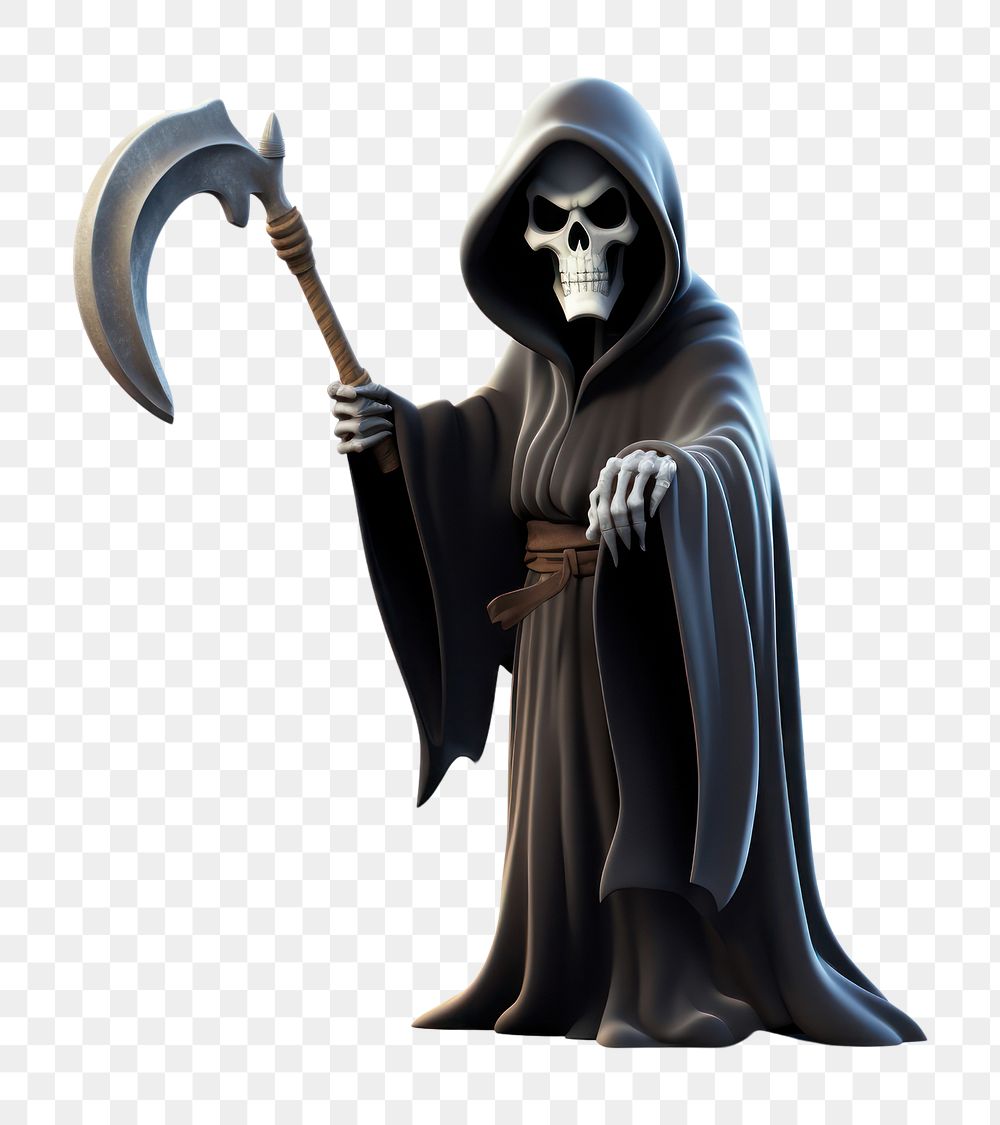 PNG Grim reaper cartoon 3d realistic adult white background representation. 