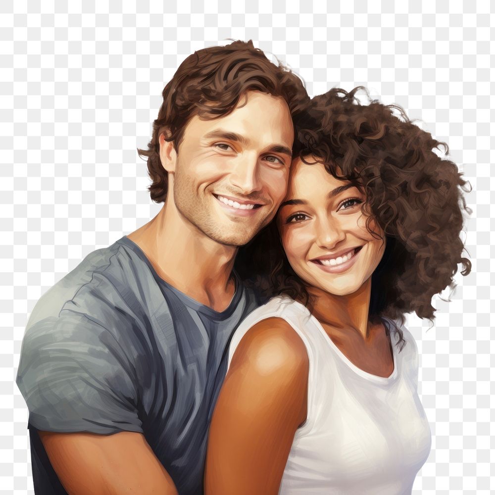 PNG Interracial happy couple laughing smile adult. AI generated Image by rawpixel.