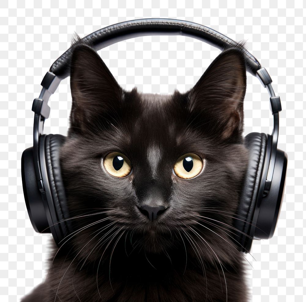 PNG Cat wearing headphone headphones Free PNG rawpixel