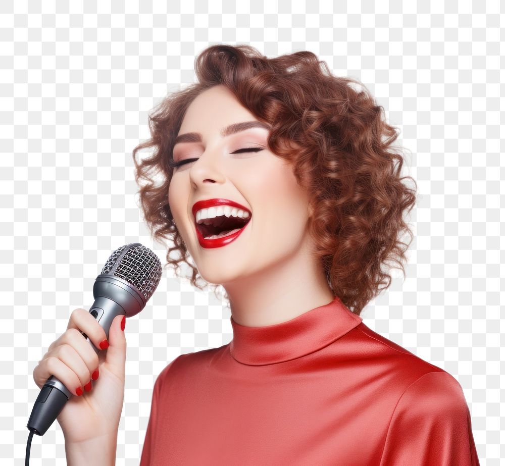 PNG Microphone adult performance happiness. AI generated Image by rawpixel.