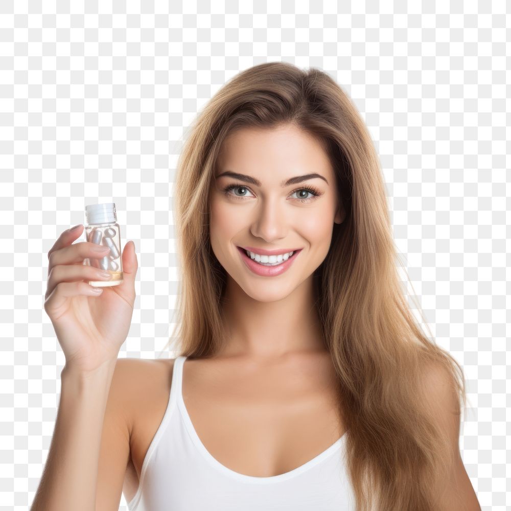 PNG  Girl hold bottle drinking portrait glass. AI generated Image by rawpixel.