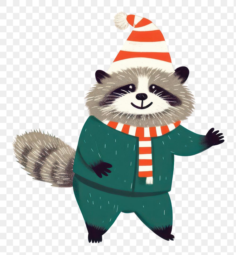 PNG Raccoon christmas mammal animal. AI generated Image by rawpixel.