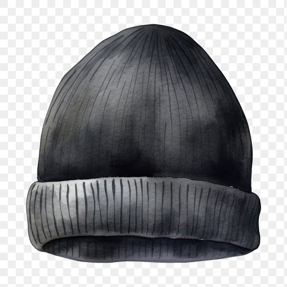 PNG  Beanie hat black headgear headwear. AI generated Image by rawpixel.