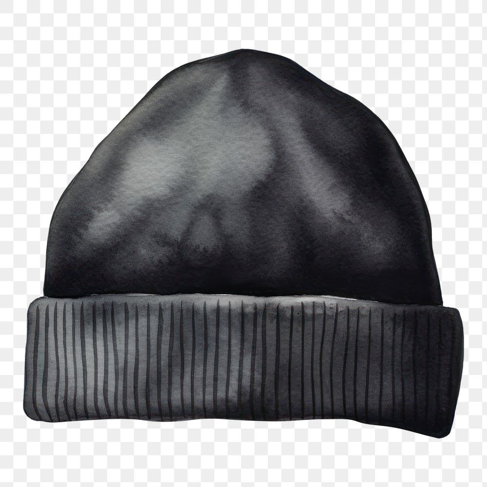 PNG  Beanie hat black headgear headwear. AI generated Image by rawpixel.