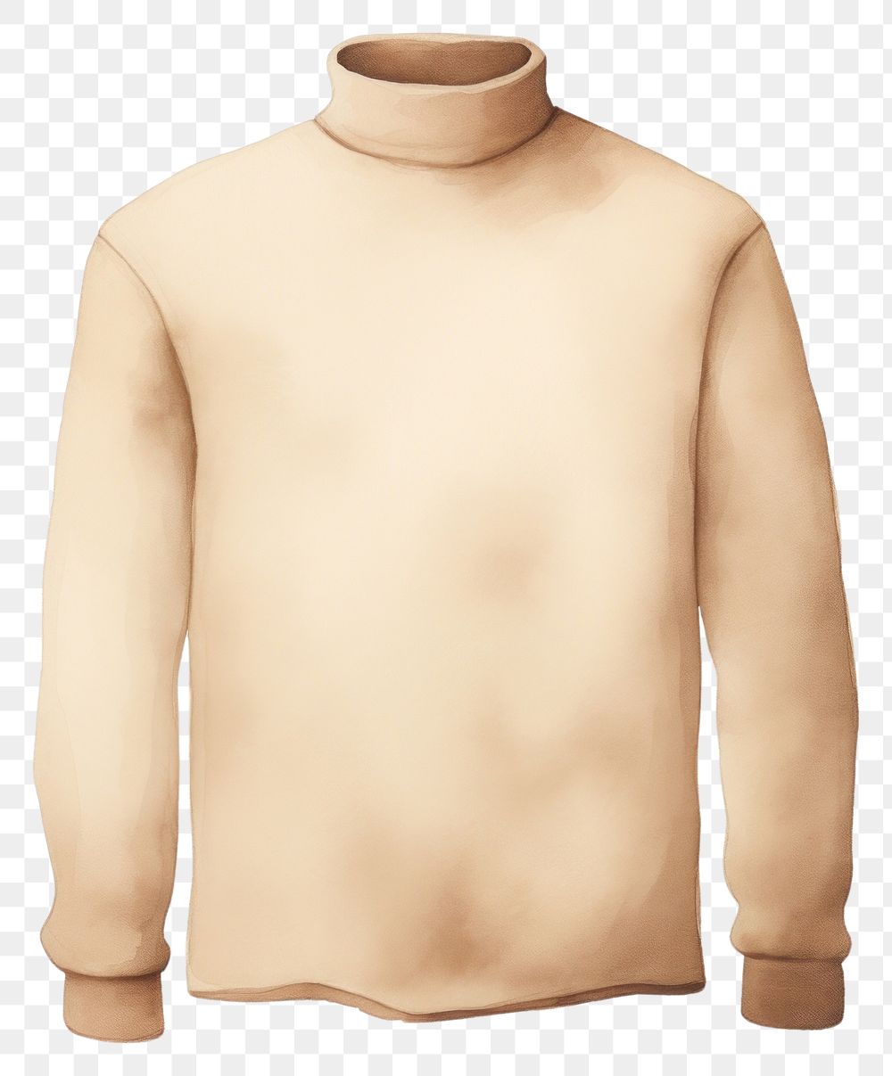 PNG  Beige turtleneck sweatshirt sweater sleeve. AI generated Image by rawpixel.