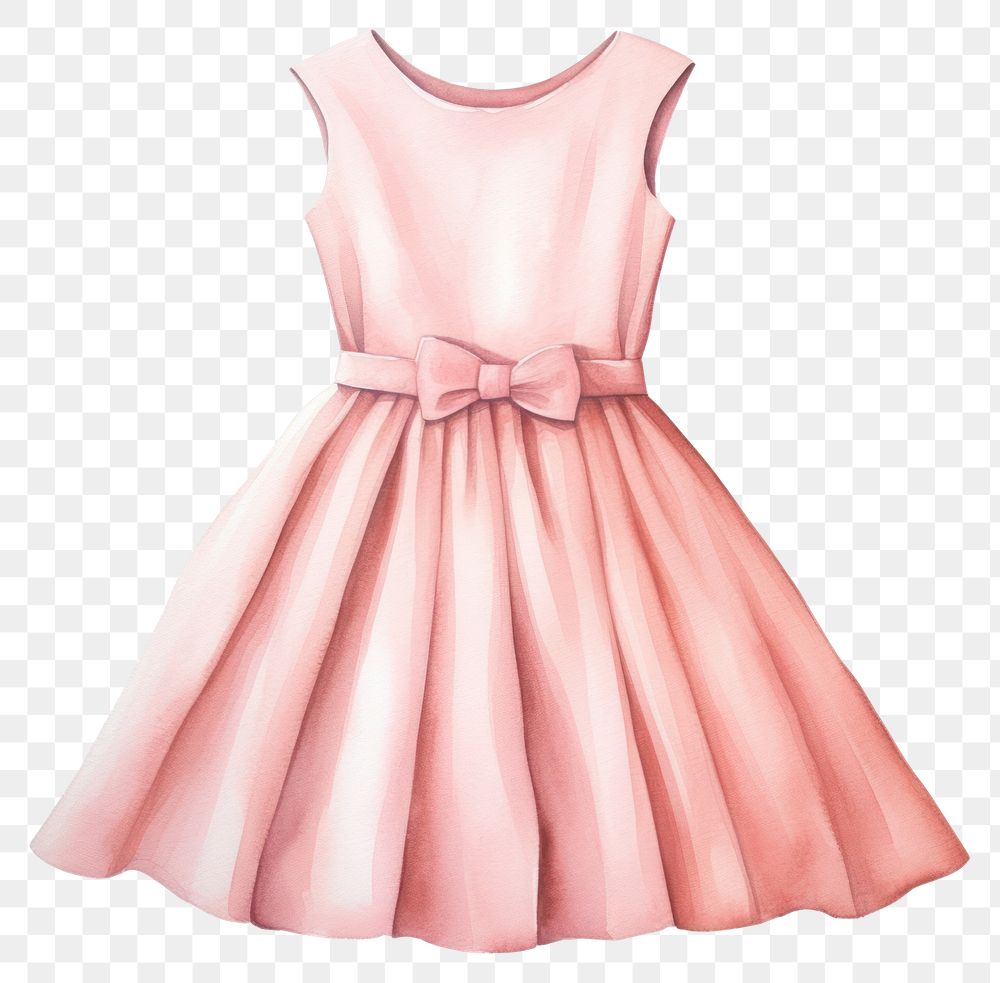 PNG pink dress, watercolor fashion element, transparent background