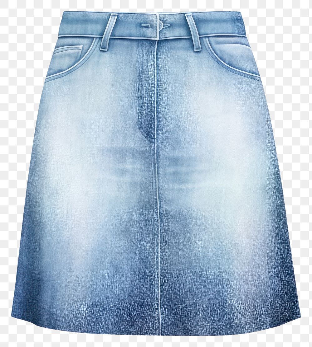 PNG jean skirt, watercolor fashion element, transparent background