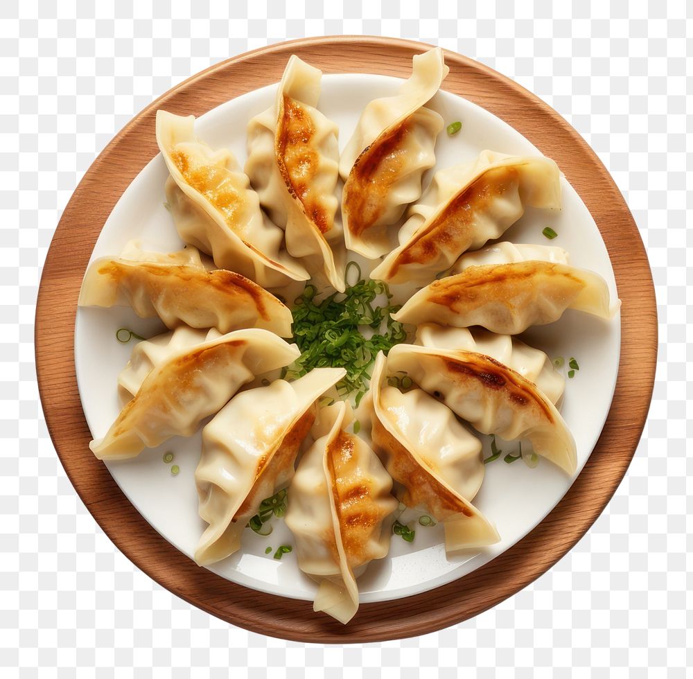 PNG  Japanese gyoza plate food meal. AI generated Image by rawpixel.