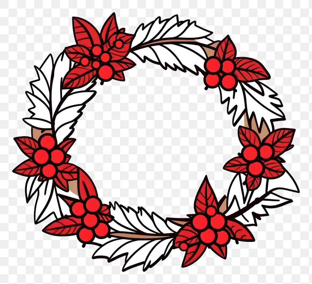 PNG Christmas wreath pattern flower plant. AI generated Image by rawpixel.