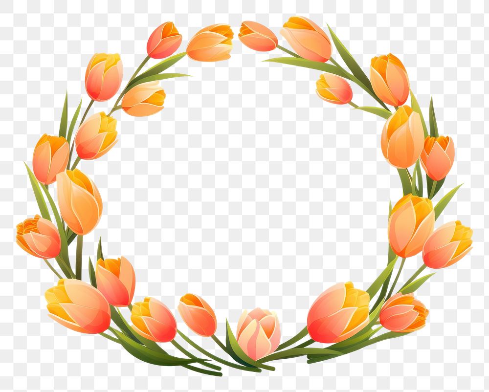 PNG  Tulip wreath flower plant white background. AI generated Image by rawpixel.