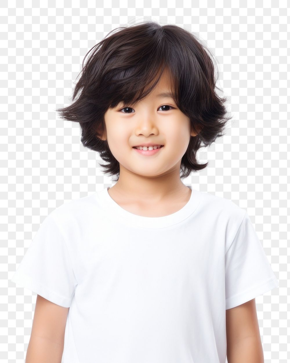 PNG  Child portrait t-shirt smiling. 
