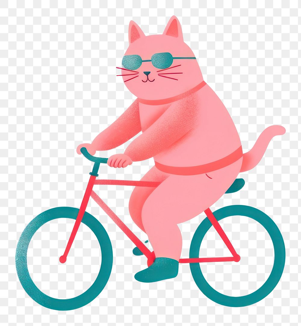 PNG  Cat cycling bicycle vehicle sports. AI generated Image by rawpixel.
