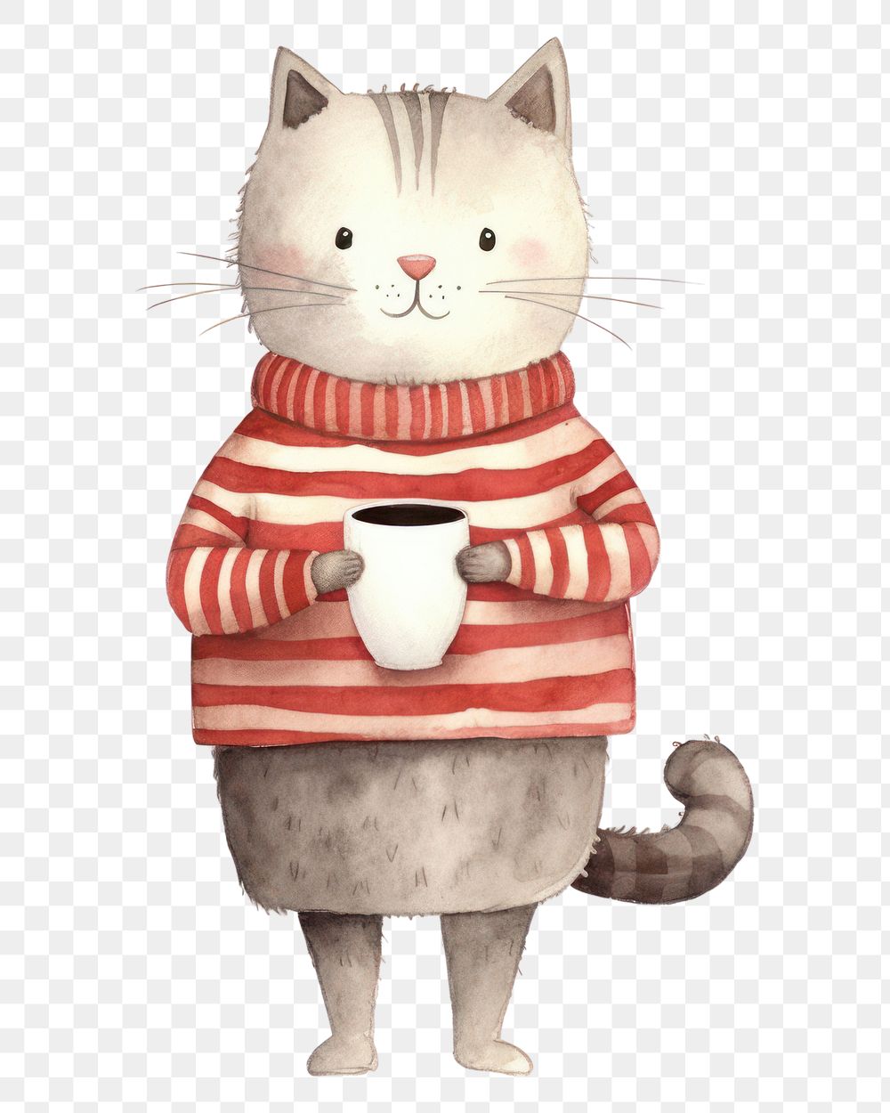 PNG  Cat standing full body sweater mammal animal. AI generated Image by rawpixel.