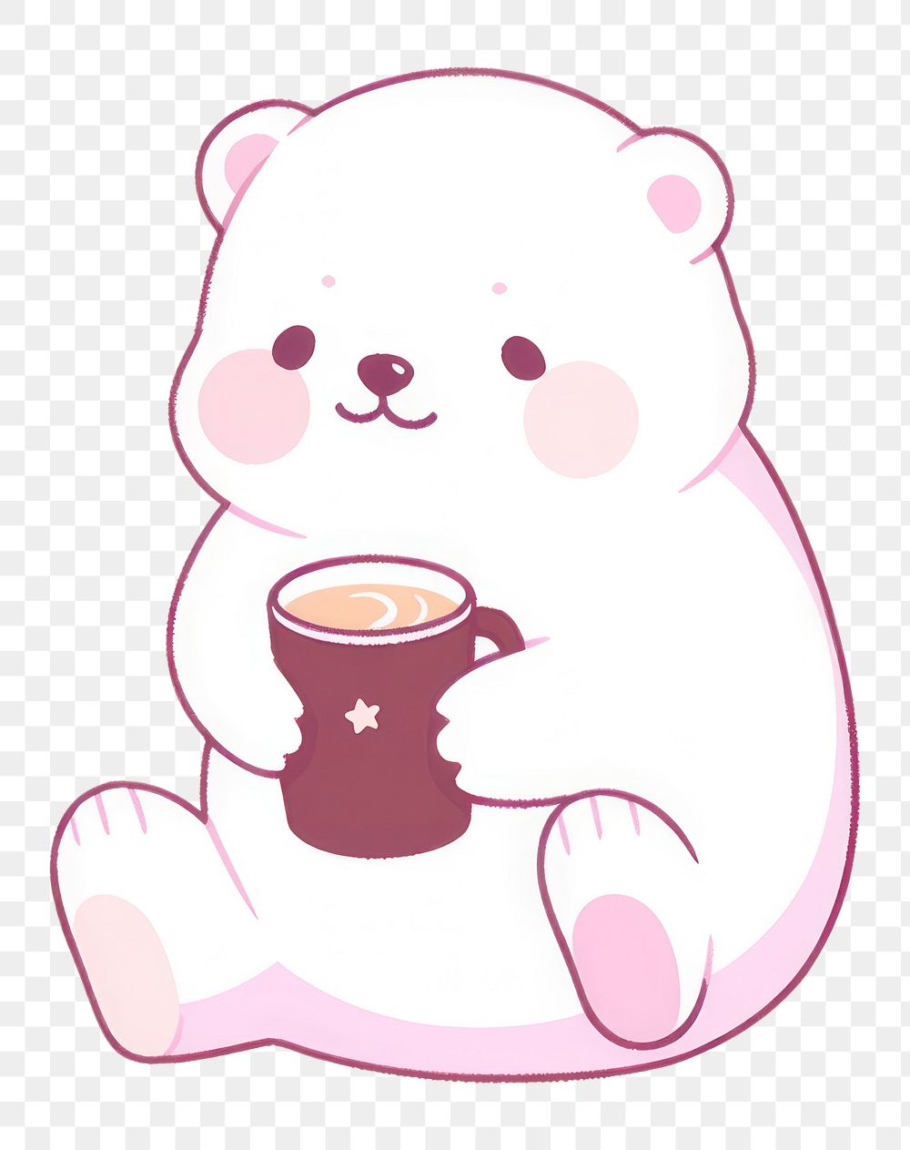 PNG Polar bear drinking cocoa mammal cup mug. AI generated Image by rawpixel.