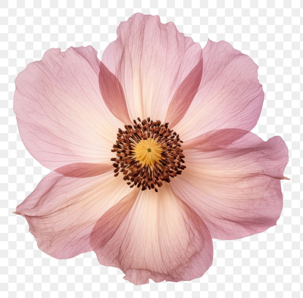 PNG Real Pressed a single anemone flower blossom petal plant. .