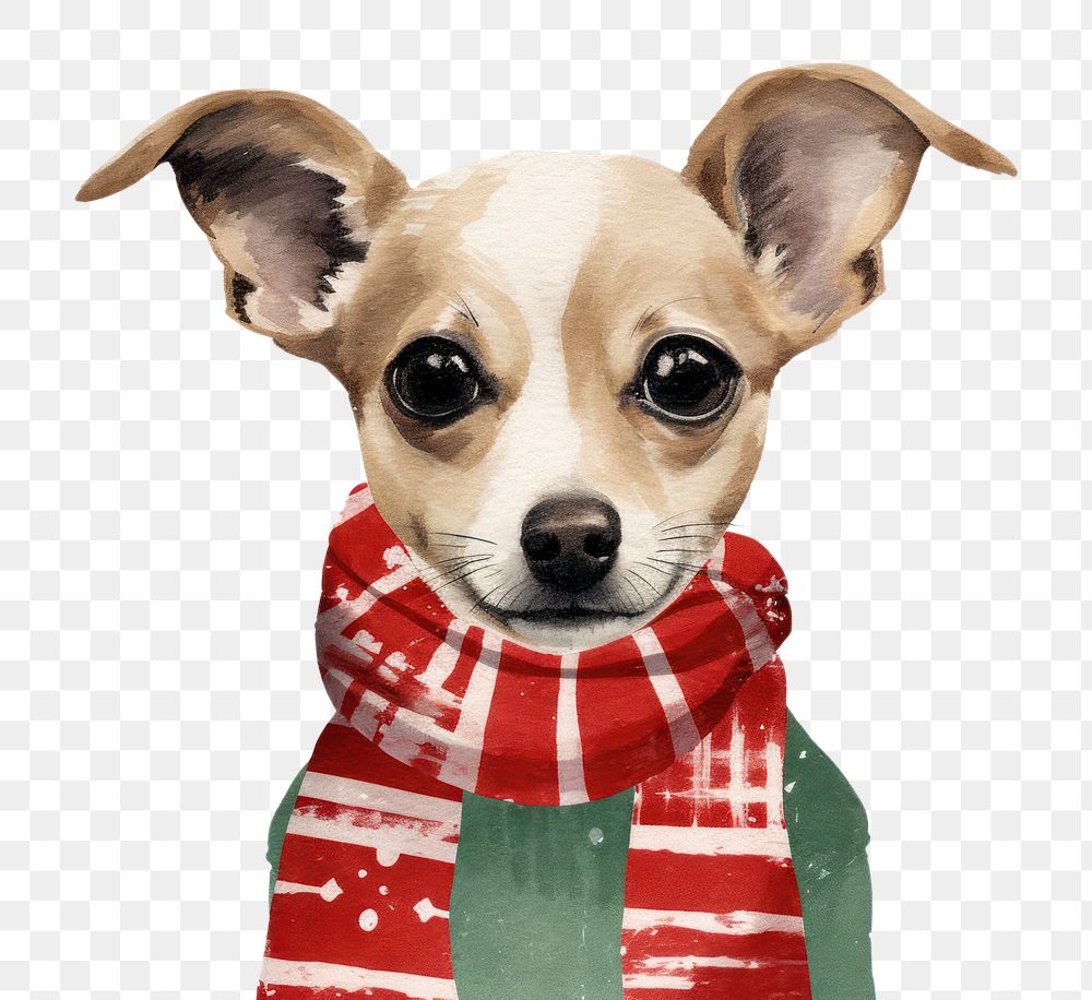 PNG Dog wearing christmas scarf chihuahua mammal animal. AI generated Image by rawpixel.