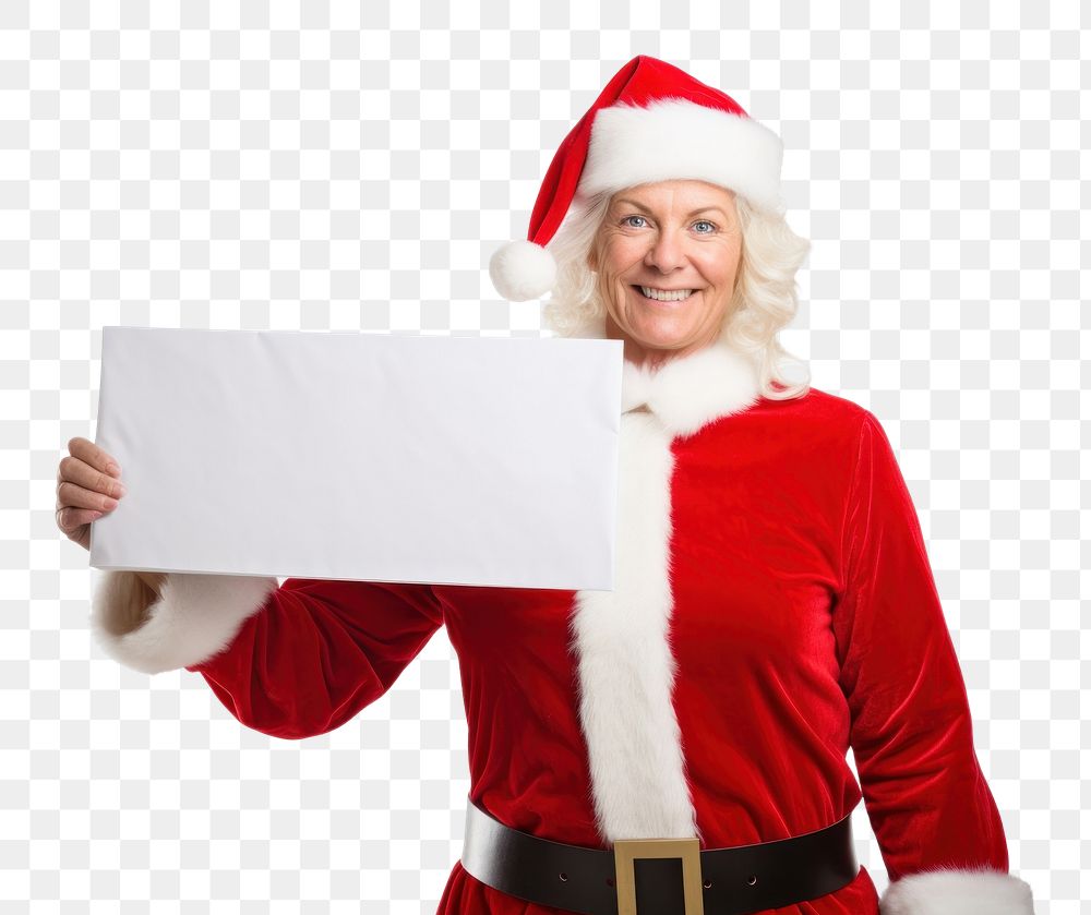 PNG Middle age woman holding blank sign christmas adult gift. AI generated Image by rawpixel.