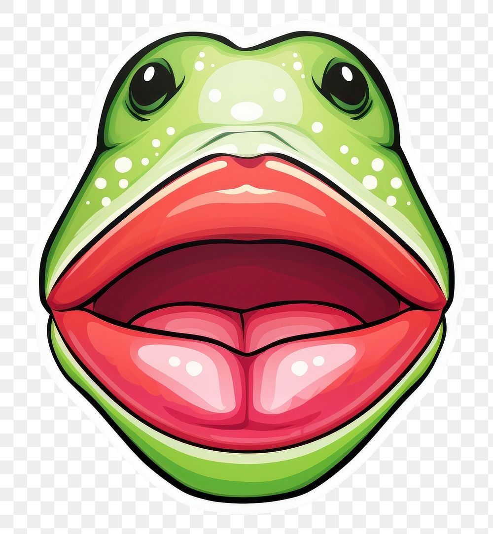 PNG  Lips pop art sticker amphibian cartoon animal. AI generated Image by rawpixel.