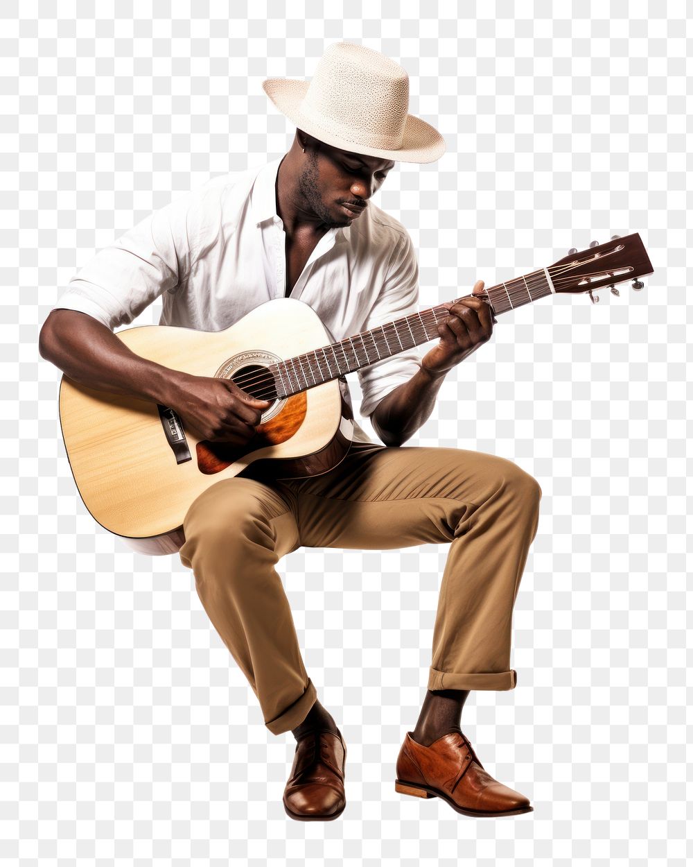 PNG American african man guitar musician adult. AI generated Image by rawpixel.